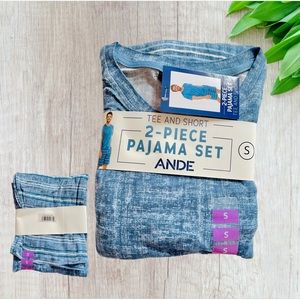 🆕 Ande Adult Men's Sleep Top and Shorts Set, 2-Piece, Sizes S. Mens Pajama.